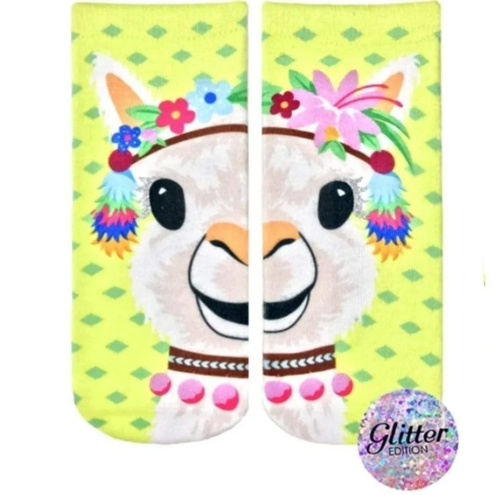 LIVING ROYAL Party Llama Glitter Ankle Sock OSFM